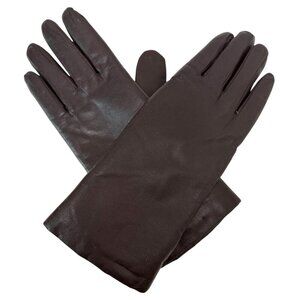 NORDSTROM Womens Leather Gloves Size Small Dark Brown Fur Lining